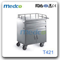 Hot! Stainless steel medical trolley T421